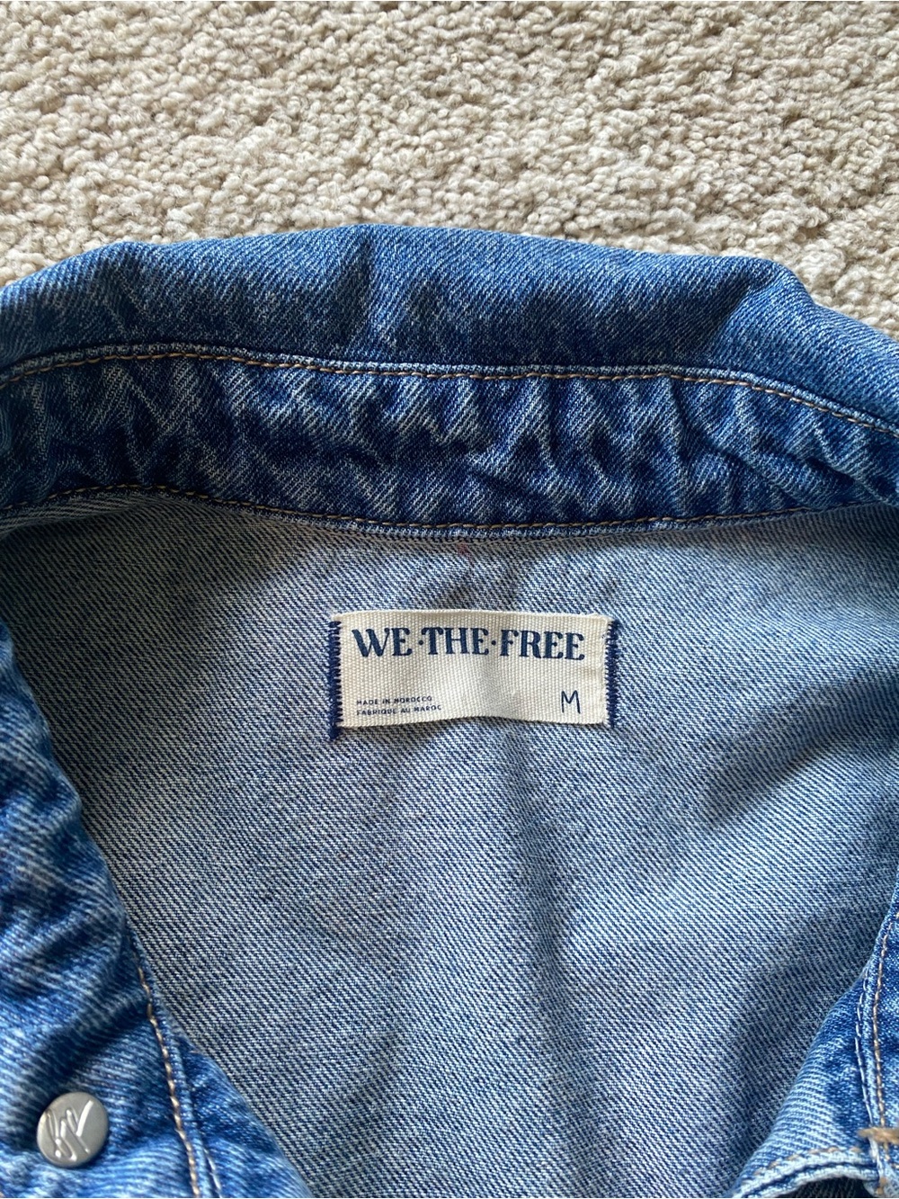 Free People denim button up romper, medium - Picture 3 of 13